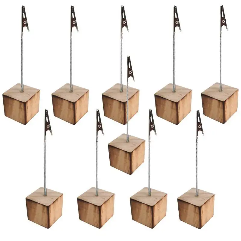 

10pcs Wooden Card Holder Stand Photo Memo Notes Clip Desktop Craft Decor Clamps Business Card Holder Desk Accessories