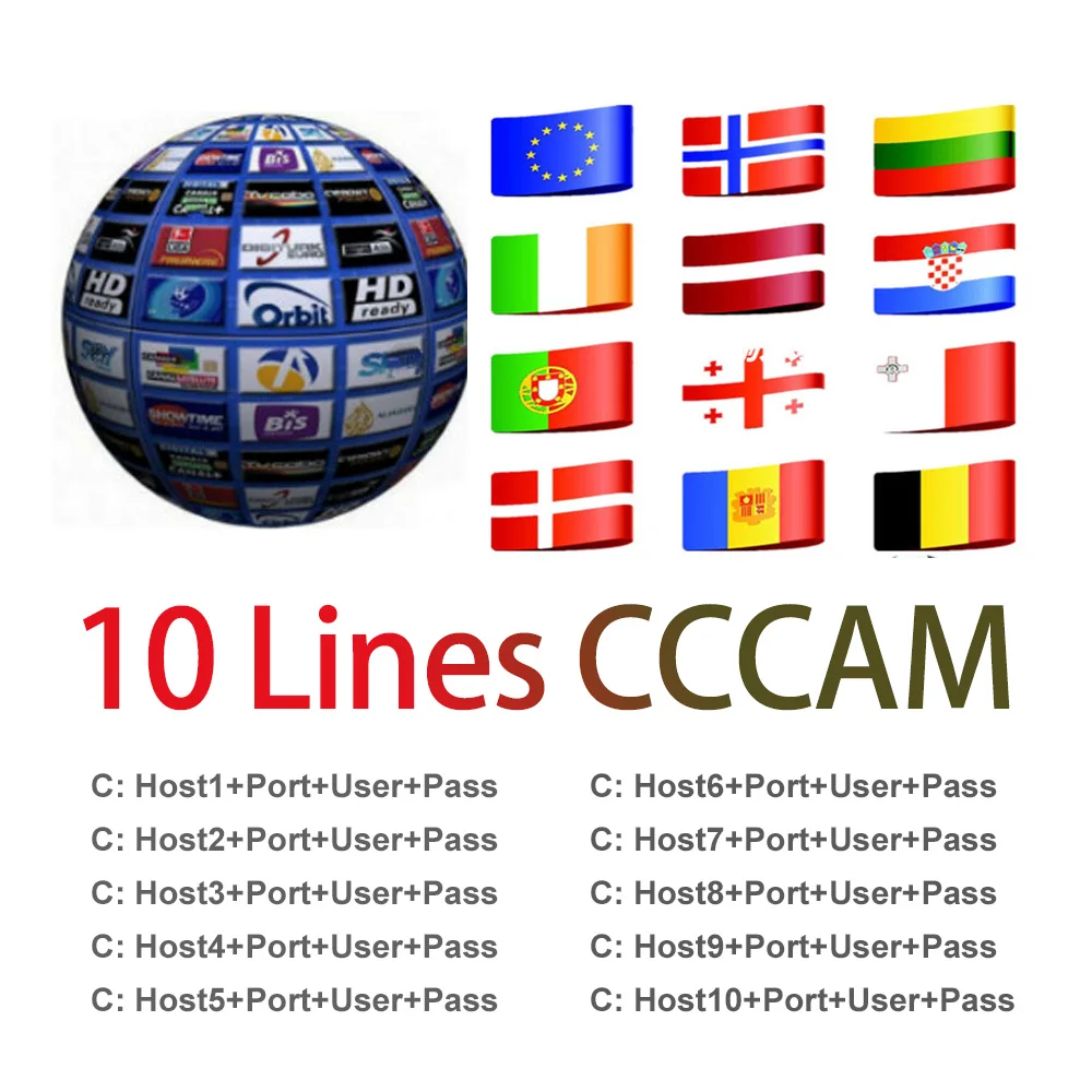 

Hot Sale 1 Year Europe 10 Lines CCCAM Server for Spain Portugal for DVB S2 Satellite TV Receiver V7 V8 V9 Tuner supply free test