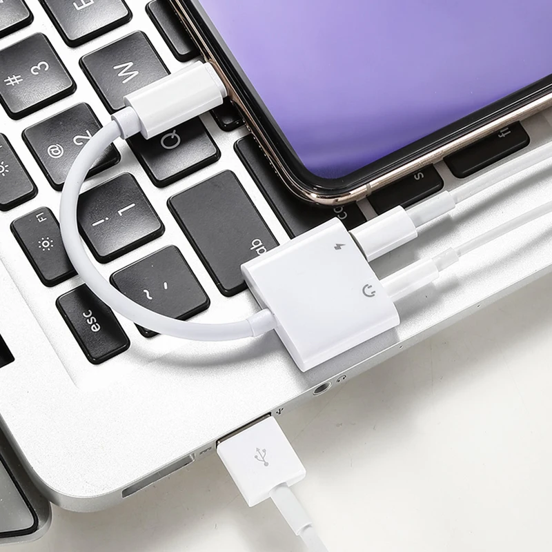 Аудиоадаптер 2 в 1 кабель для зарядки наушников iPhone X XS Max XR 7 8 Plus Aux Jack 3 5 мм
