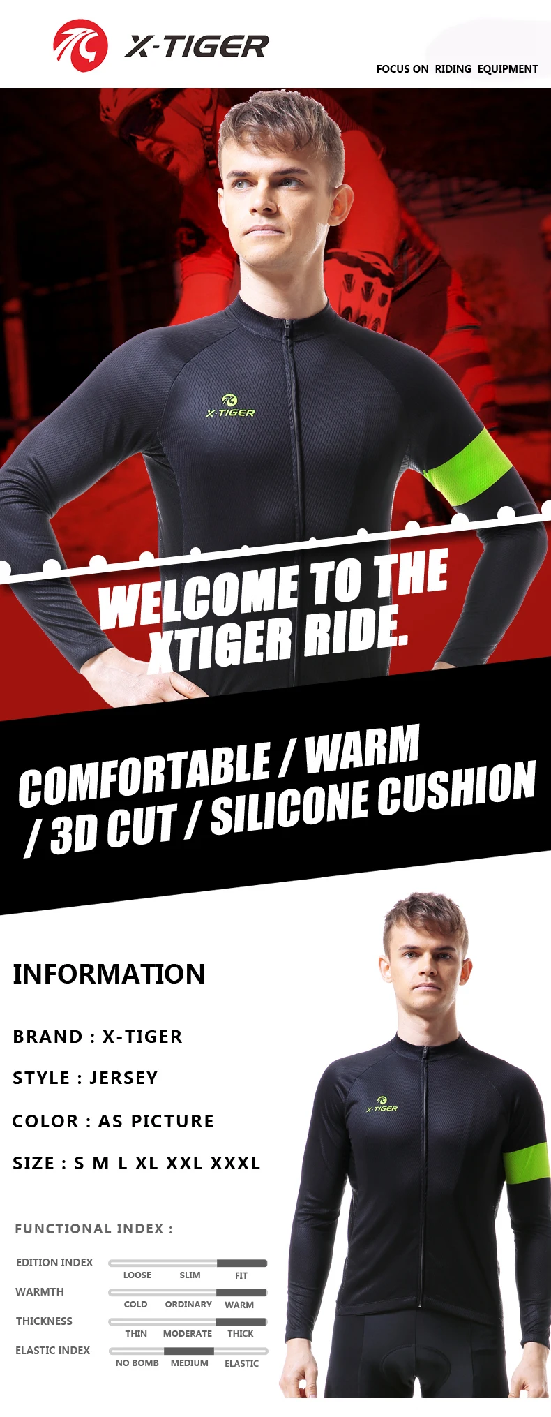 X-Tiger Pro Winter Thermal Fleece Cycling Jersey Keep Warm Mountain Bike Cycling Clothing MTB Bicycle Clothes Ropa Ciclismo