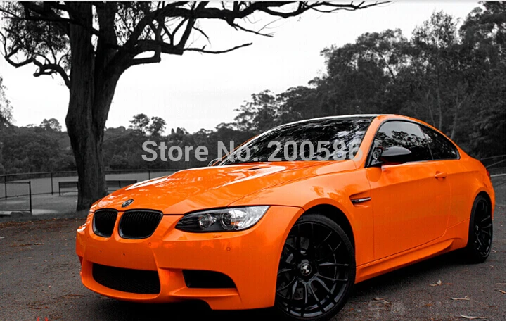 

Orange Glossy Vinyl Wrap Foil Glossy Orange Car Sticker Air Free Bubble Free Ship Size 1.52*30m/Roll
