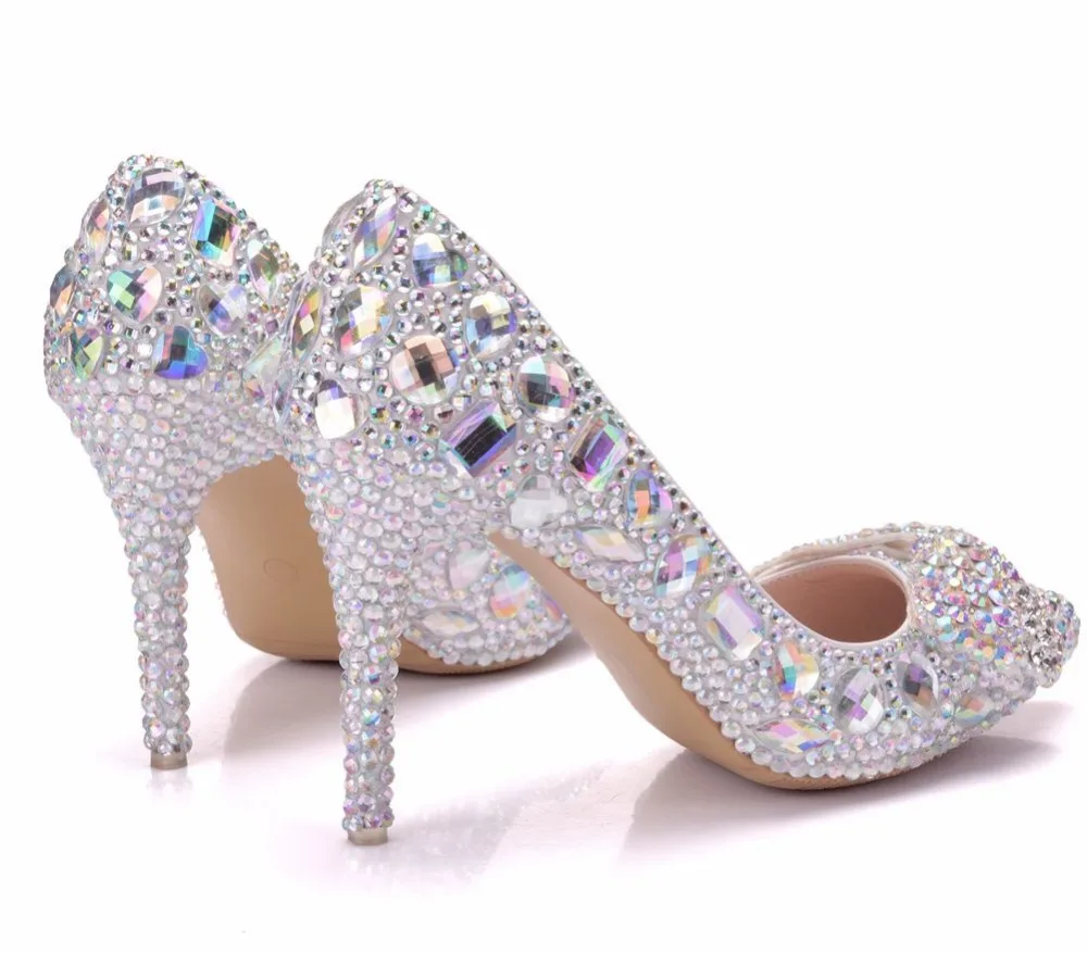 Женские туфли лодочки на высоком каблуке с кристаллами|prom shoes|high heel shoeswedding shoes |