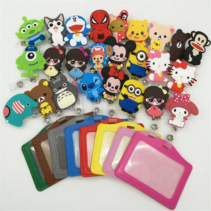 

1pcs New Silicone card case holder Bank Credit Card Holders Card Bus ID Holders Identity Badge with Cartoon Retractable Reel