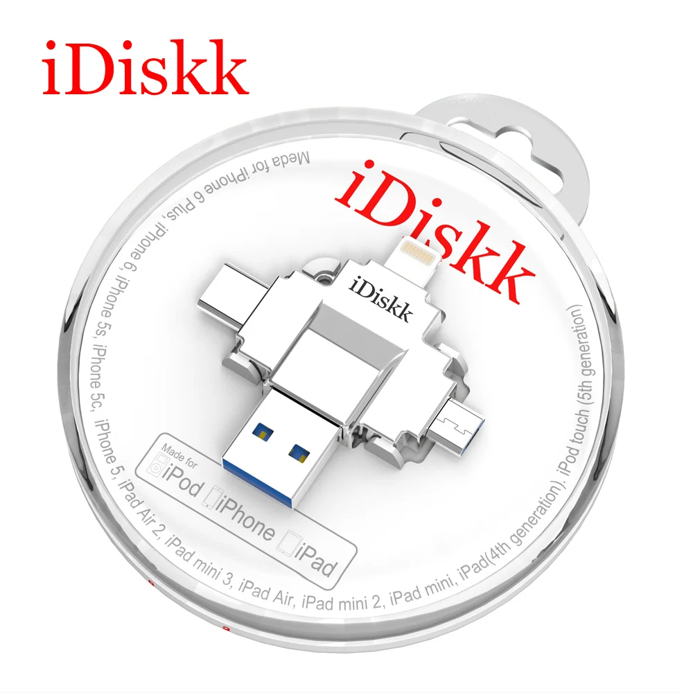 

iDiskk Flash Drives USB 3.0 Original 4 in 1 for iPhone/Android/Type-C/PC Fingerprint Unlock 32GB 64GB Memory Stick OTG Pendrive