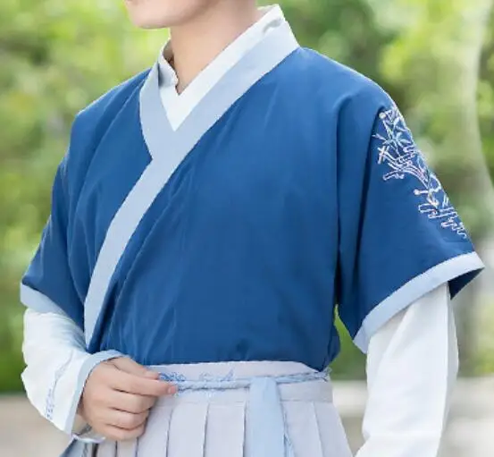 Hanfu мужской Китайский народный танец костюм для женщины ханьфу, косплей древние костюмы китайская Блузка Топы традиционное свадебное платье - Цвет: blue coat