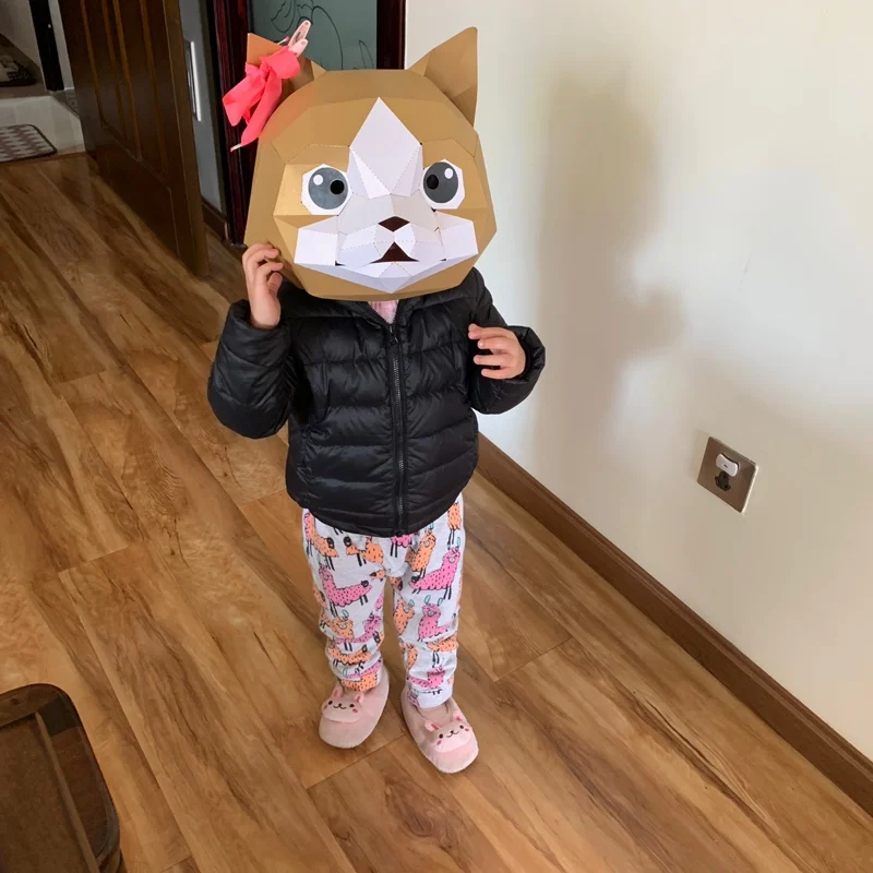 3D Бумажная Маска кошка котенок животное костюм косплей сделай сам бумажная маска