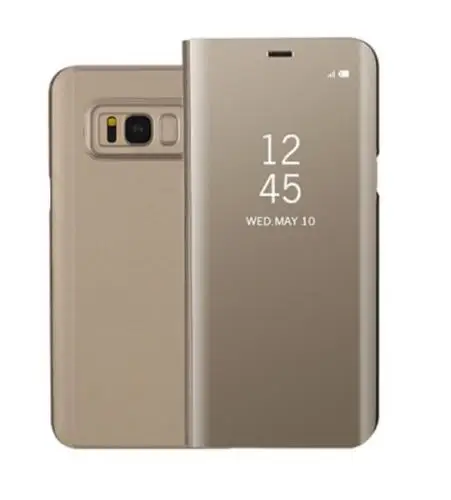 gold Смарт-Зеркало Покрытие кожаный флип чехол для samsung Galaxy Note8 A8 ясно, кожа для samsung S9 S8 плюс S7 - Цвет: gold
