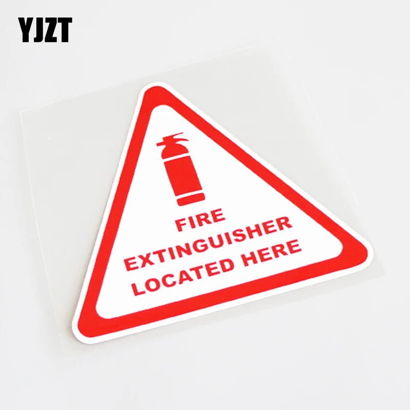 

YJZT 11.5CM*10.5CM Fire Extinguisher Located Here PVC Car Sticker Decal High-quality Accessories 13-1137