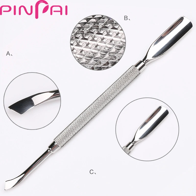 PinPai, профессиональный инструмент для удаления кутикулы из нержавеющей стали, двусторонний Толкатель для омертвевшей кожи, толкатель для кутикулы ногтей, инструмент для ухода за ногтями