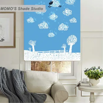 

MOMO Blackout Kids Window Curtains Roller Shades Blinds Shutter Thermal Insulated Fabric Custom Painting ,PRB set35-40