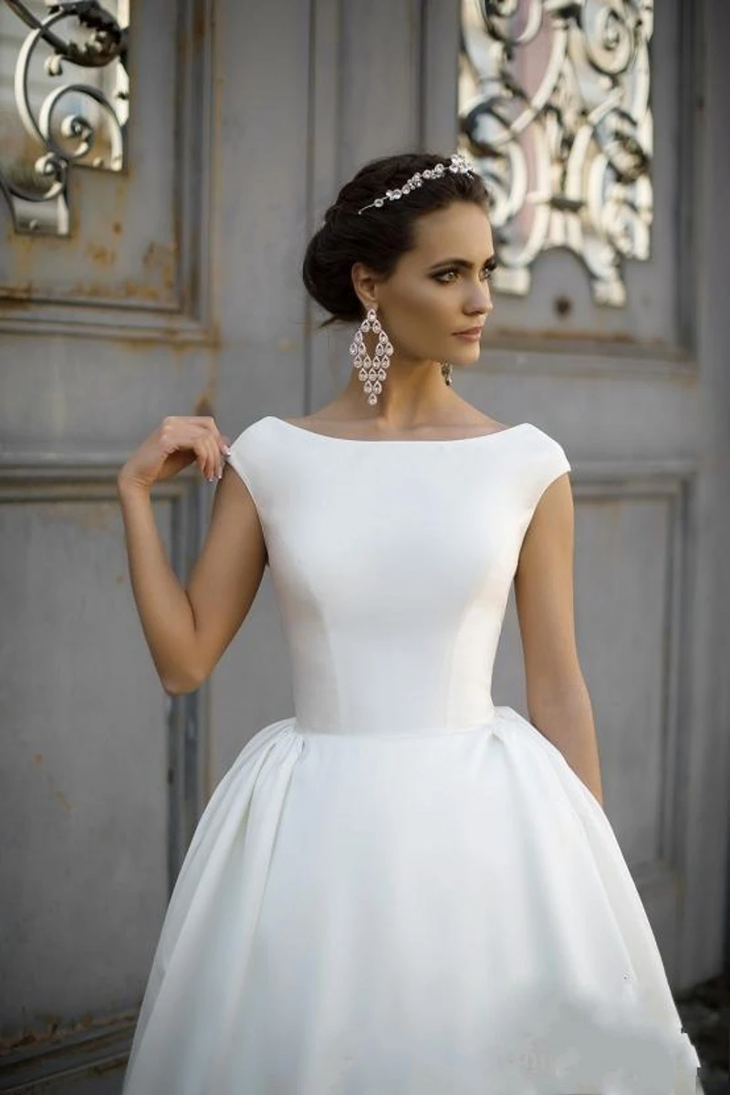 vintage boat neck wedding dress