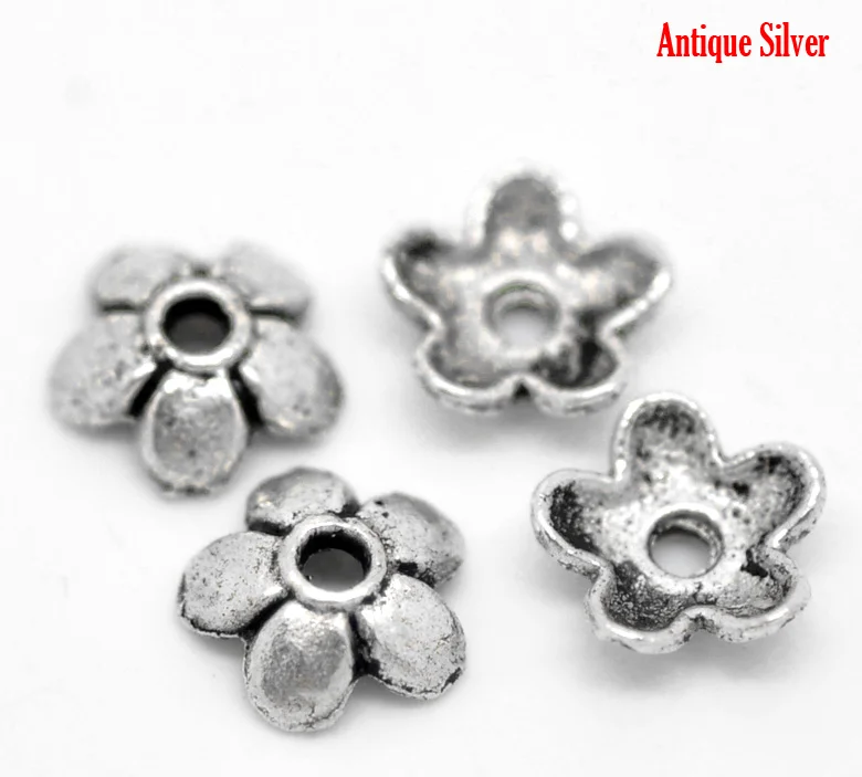 

DoreenBeads 300PCs Antique Silver Flower Bead End Caps Findings 6mmx6mm( 2/8"x 2/8") (B19897), yiwu