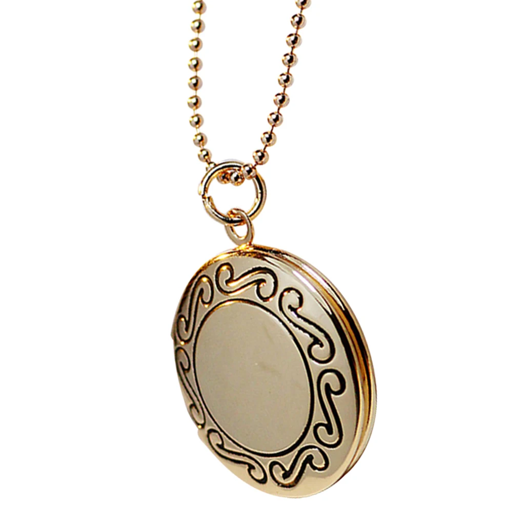 Women Openable Round Picture Photo Locket Pendant Necklace Chain 