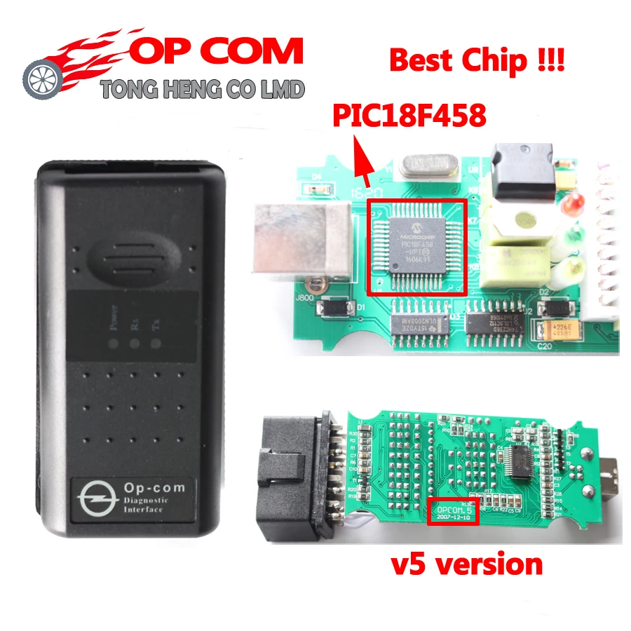 5pcs/lot DHL Free Best Quality V5 OP COM with PIC18F458 CAN BUS OBD2 OP ...
