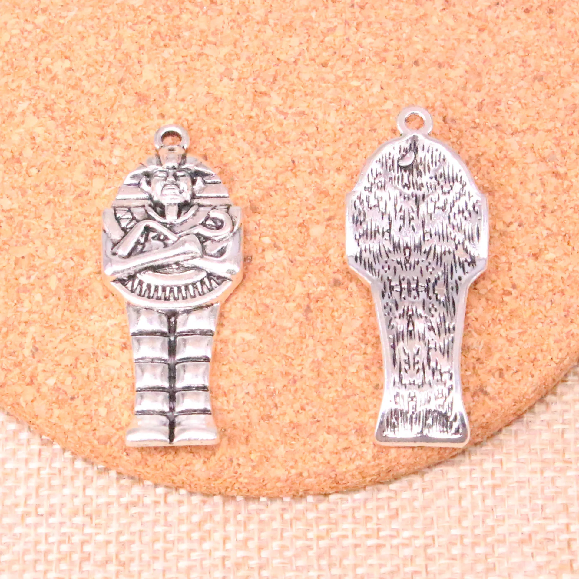 6pcs Tibetan Silver Plated egyptian mummy sarcophagus Charms Pendants