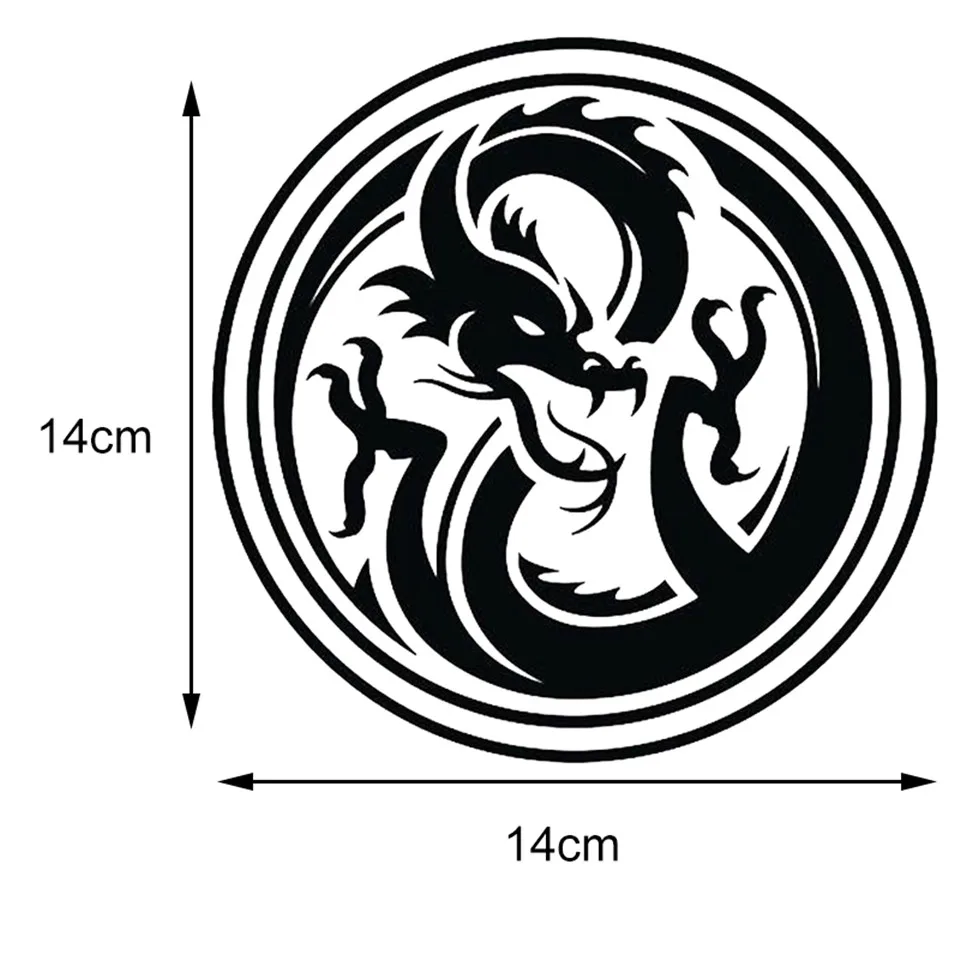 1414CM Classic Art Car Stickers Dragon Totem Mark Round Vinyl Car Styling Decal Car For Ford Audi BMW Toyota VW BlackSilver (4)