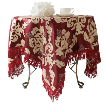 

European high-end luxury fashion red gold idyllic square table Bubu arts round coffee table tablecloths tablecloth Roundtable