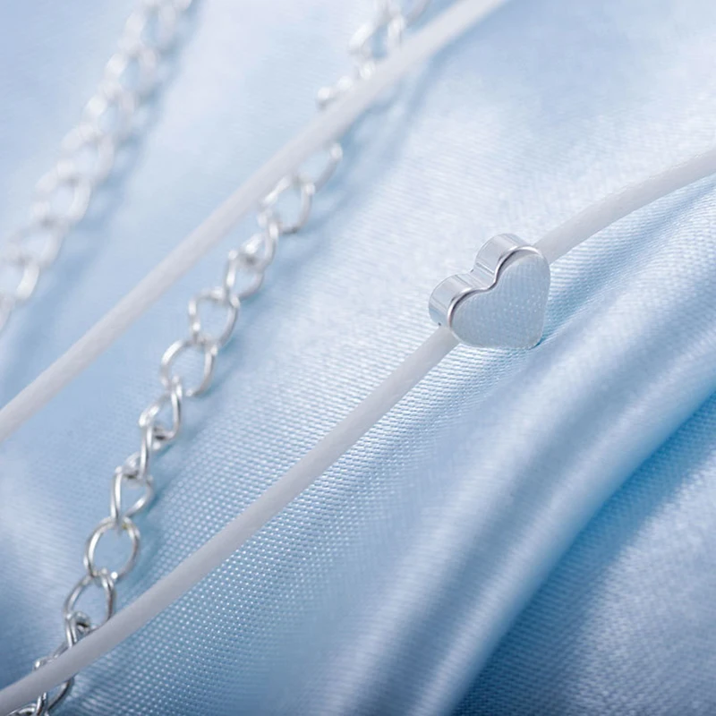 Qevila Simple sexy Heart Ankle Bracelets Invisible Fish Line S925 Color Anklet bracelet for Women Barefoot Sandals Anklet Chains (5)