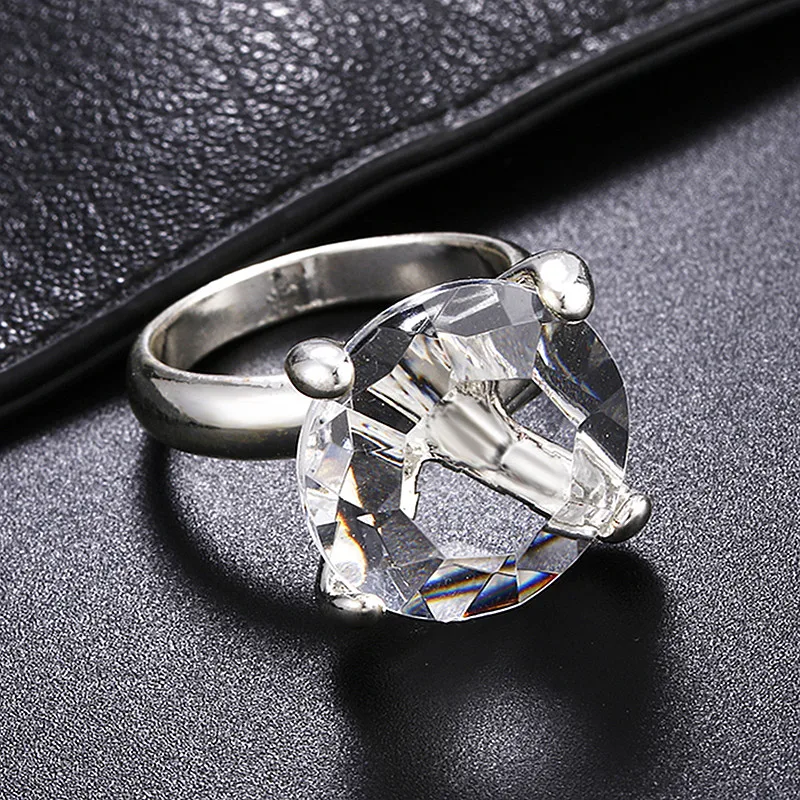 

Luxury Big CZ Cubic Zircon Stone Rings For Women Fashion Silver Color Large Austrian Crystal Finger Ring Engagement Jewelry Gift