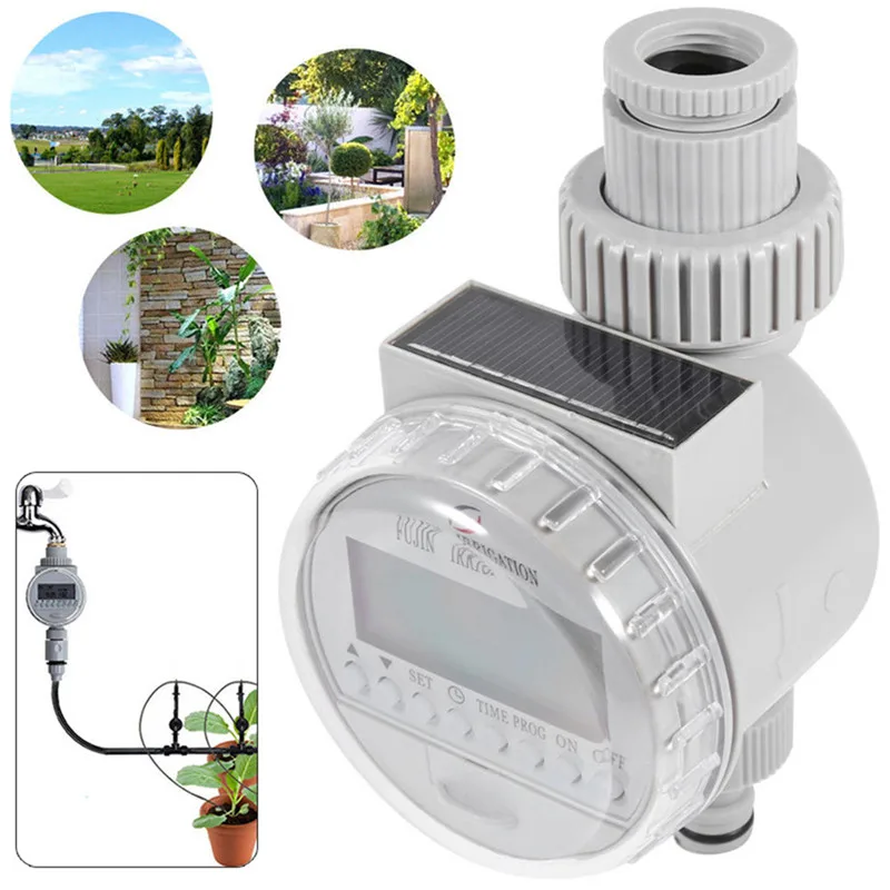 VOGVIGO Watering Timer Solar Power Automatic Irrigation Watering Timer Programmable LCD Display Hose Timers Irrigation System
