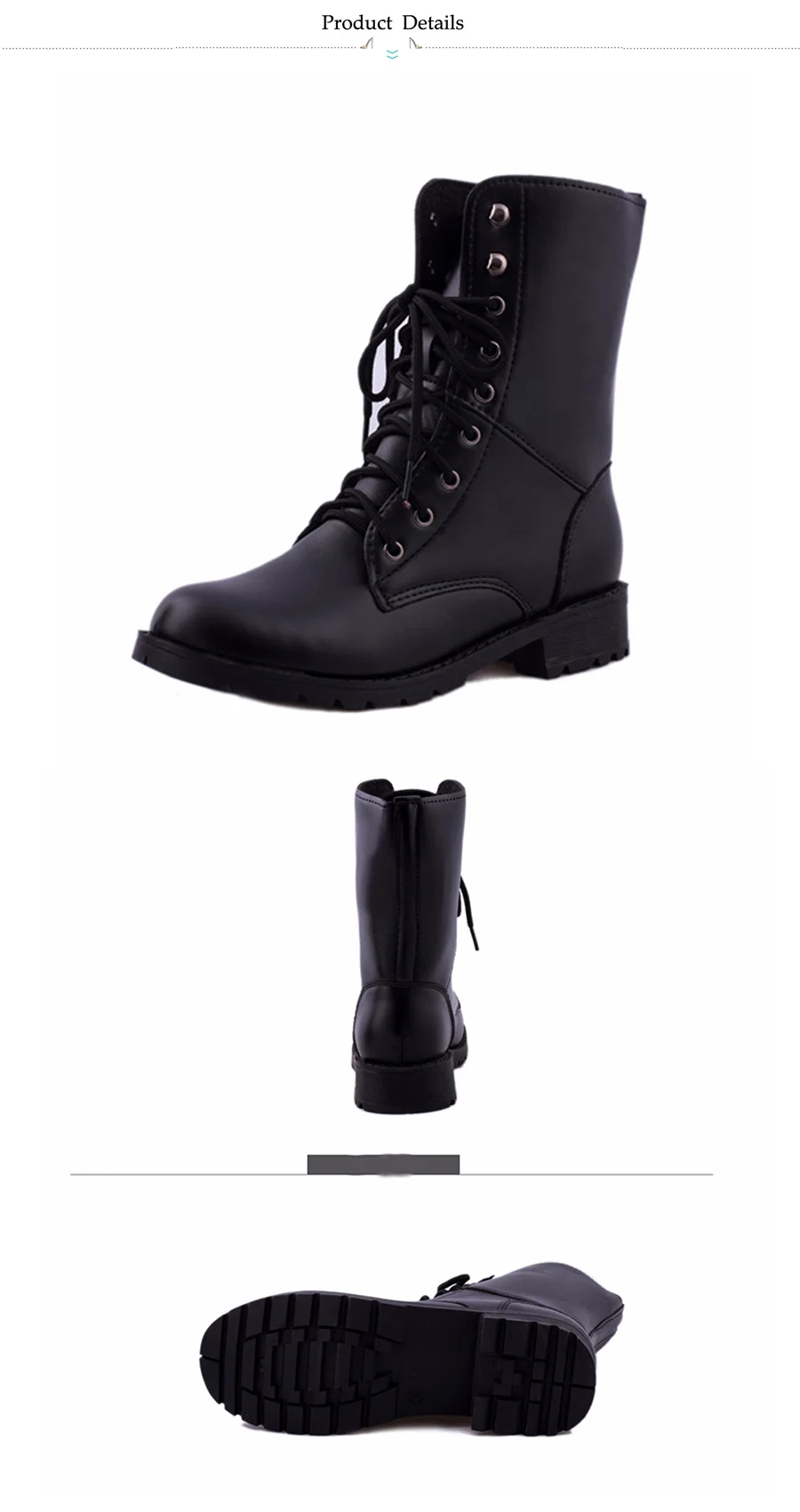 Gtime/модные ботинки до середины икры ботинки Для женщин туфли со шнуровкой на плоской подошве в байкерском стиле армейские ботинки черного цвета женская обувь; botas; большие размеры Ботинки martin размера плюс 42 Botas Mujer SE062
