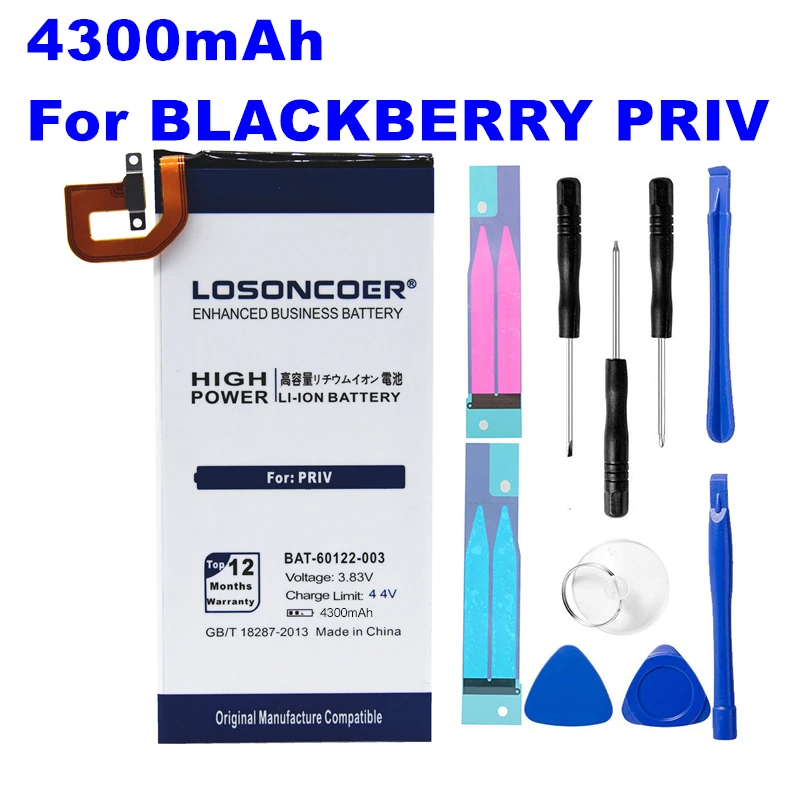 

LOSONCOER BAT-60122-003 4300mAh High Capacity Battery For BlackBerry Priv Smart Phone Batteries~In Stock