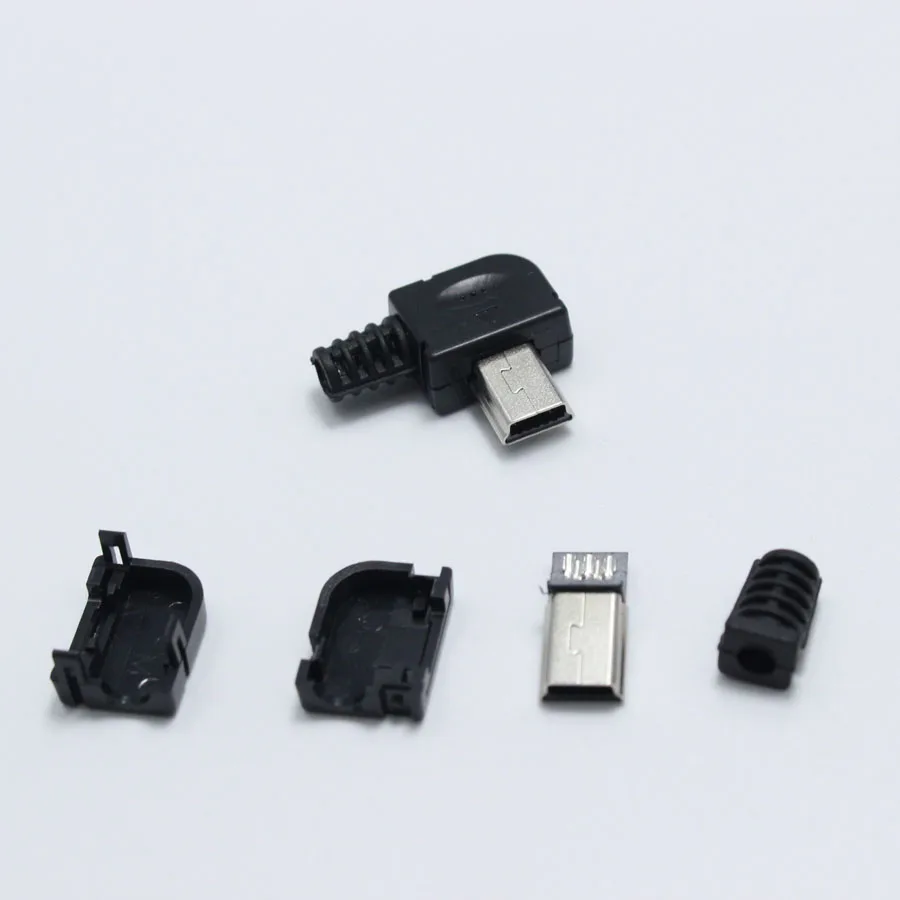 10 комплектов DIY Mini/Micro USB 5Pin сварочный штекер 4 в 1 90/180 градусов разъем адаптер для OD 4,0 мм провода черный - Цвет: 001