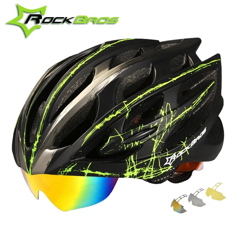 RockBros Unisex Cycling Helmet+3 Lens Mountain MTB Road Bike Helmet PC