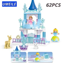UMEILE 62 шт., Снежная девочка, замок, строительный блок, дом принцессы, сделай сам, набор кирпичей, Развивающие детские игрушки, совместимый кирпич, подарок