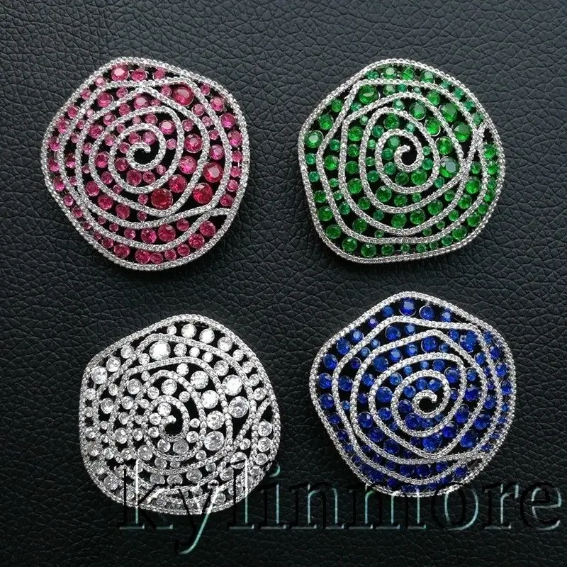 

CN082 1 Pc 42x40mm Mixed Color CZ Micro Pave Jewelry Pendant Link Connector
