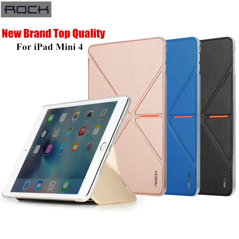 For iPad Mini 4 Case 100 Original ROCK Brand Fold PU Smart Case