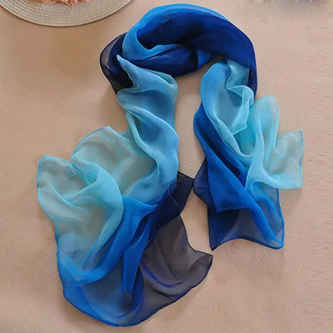 

Thin Scarf Beach Shawl Women High Quality Gradual Georgette chiffon blend colors silk scarves shawl female long design 160x50cm