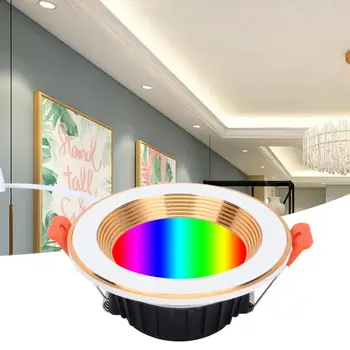 

Wifi LED Light Gold Ring RGB CW Wifi Smart LED Light Phone APP Control Ceiling Mount Lamp 7W AC85-265V