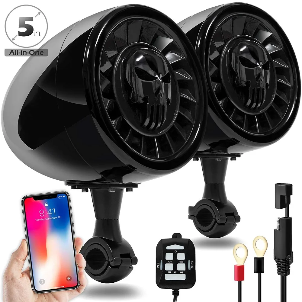 Aileap High Performance 5 Inches Waterproof ATV/UTV/Harley Motorcycle Bluetooth Speakers Heavy