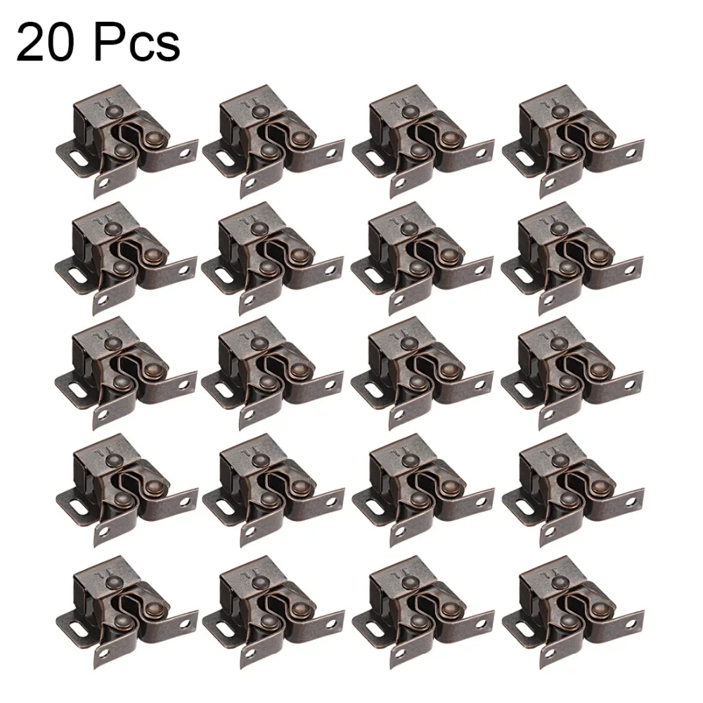 Uxcell 20pcs 10pcs Cabinet Door Double Roller Catch Ball Latch with Prong Coppper Tone 34 x 32 x 13mm Ideal Accessory for Home