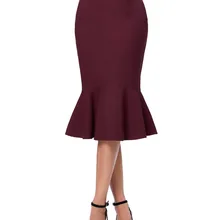 Юбки Faldas Женская мода OL Повседневная Русалочка темно-винно-черная юбка карандаш Jupe Longue Высокая талия сексуальная Длинная юбка
