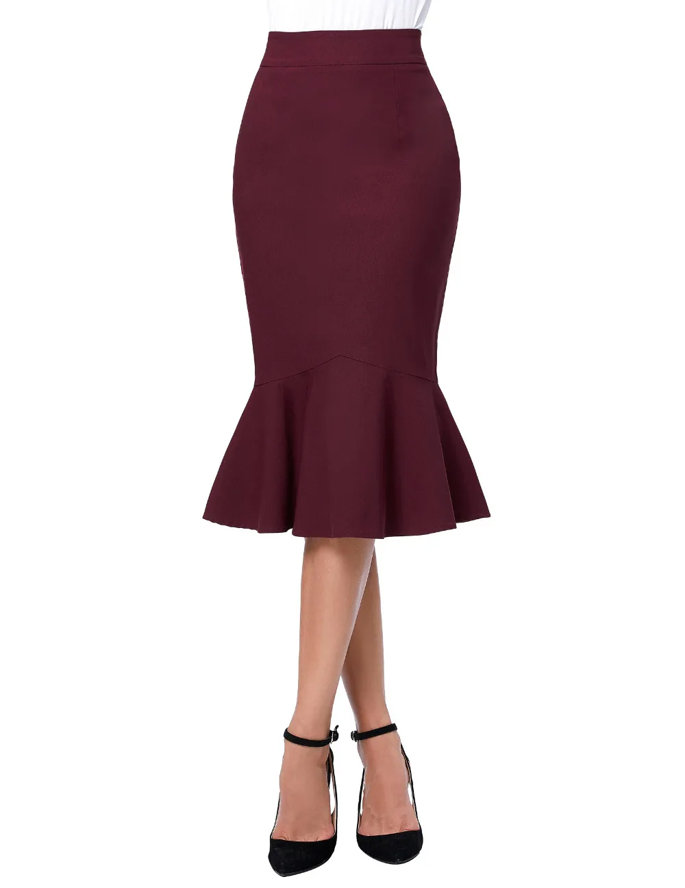 

2017 Skirts Faldas Women's Fashion OL Casual Mermaid Dark Wine Black Pencil Skirt Jupe Longue High Waist Sexy Long Skirt