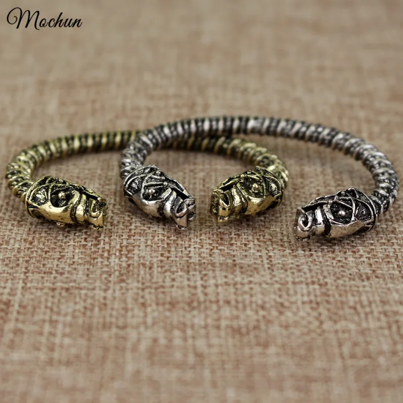 MQCHUN браслет викингов двуглавый волк Фенрир знак викингов мужские s браслеты ювелирные изделия Макси мужские языческие браслеты ювелирные изделия