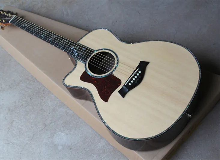 

Left hand 41" Cut away Acoustic Guitar with Red Tortoiseshell Pickguard,Protect Horn Design,Binding Body,can be customized