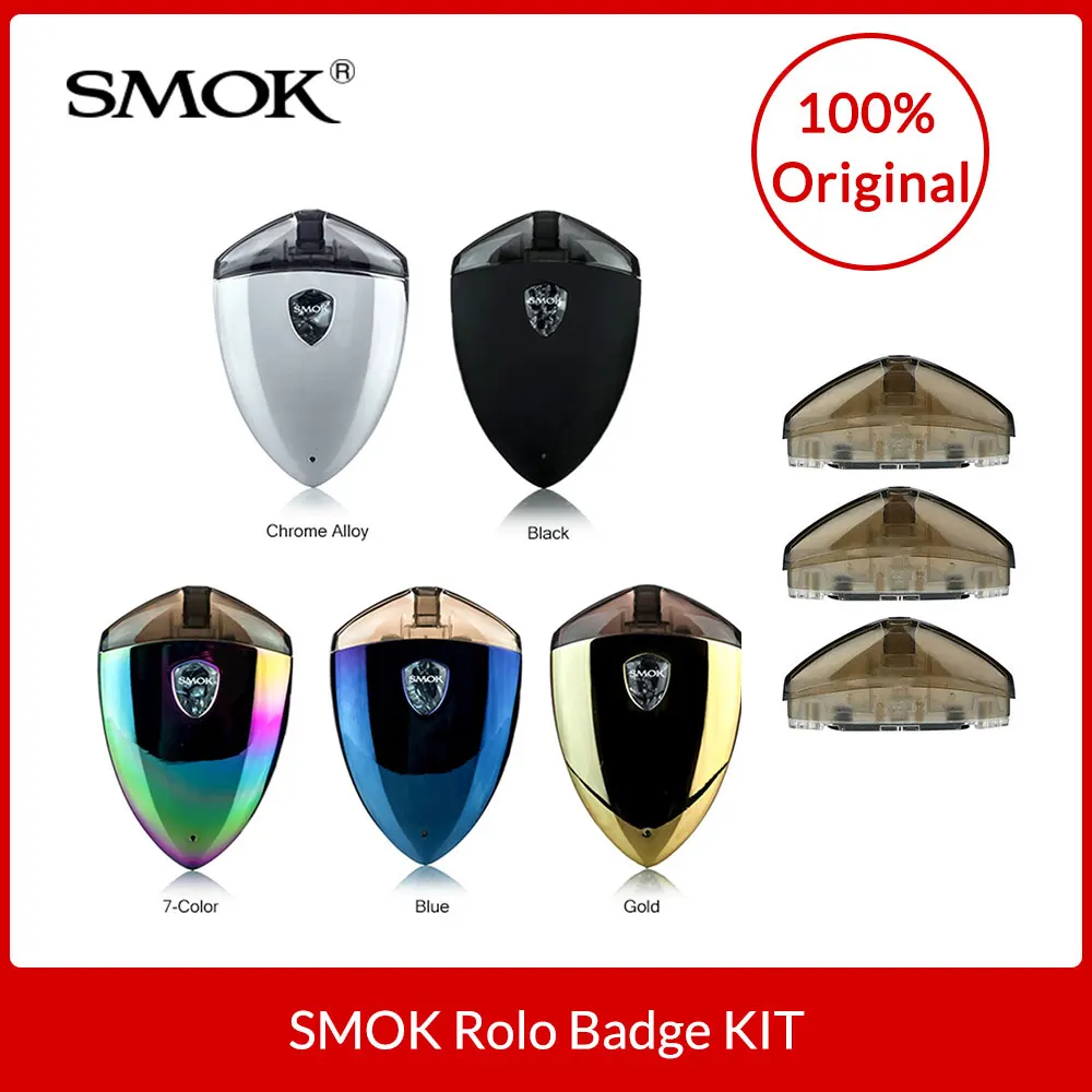 Original SMOK Rolo Badge Starter Kit All-in-One Pod System 2ml built in 250mAh Battery with LED Light Electronic cigarette kit Original SMOK Rolo Badge Starter Kit All-in-One Pod System 2ml built in 250mAh Battery with LED Light Electronic cigarette kit