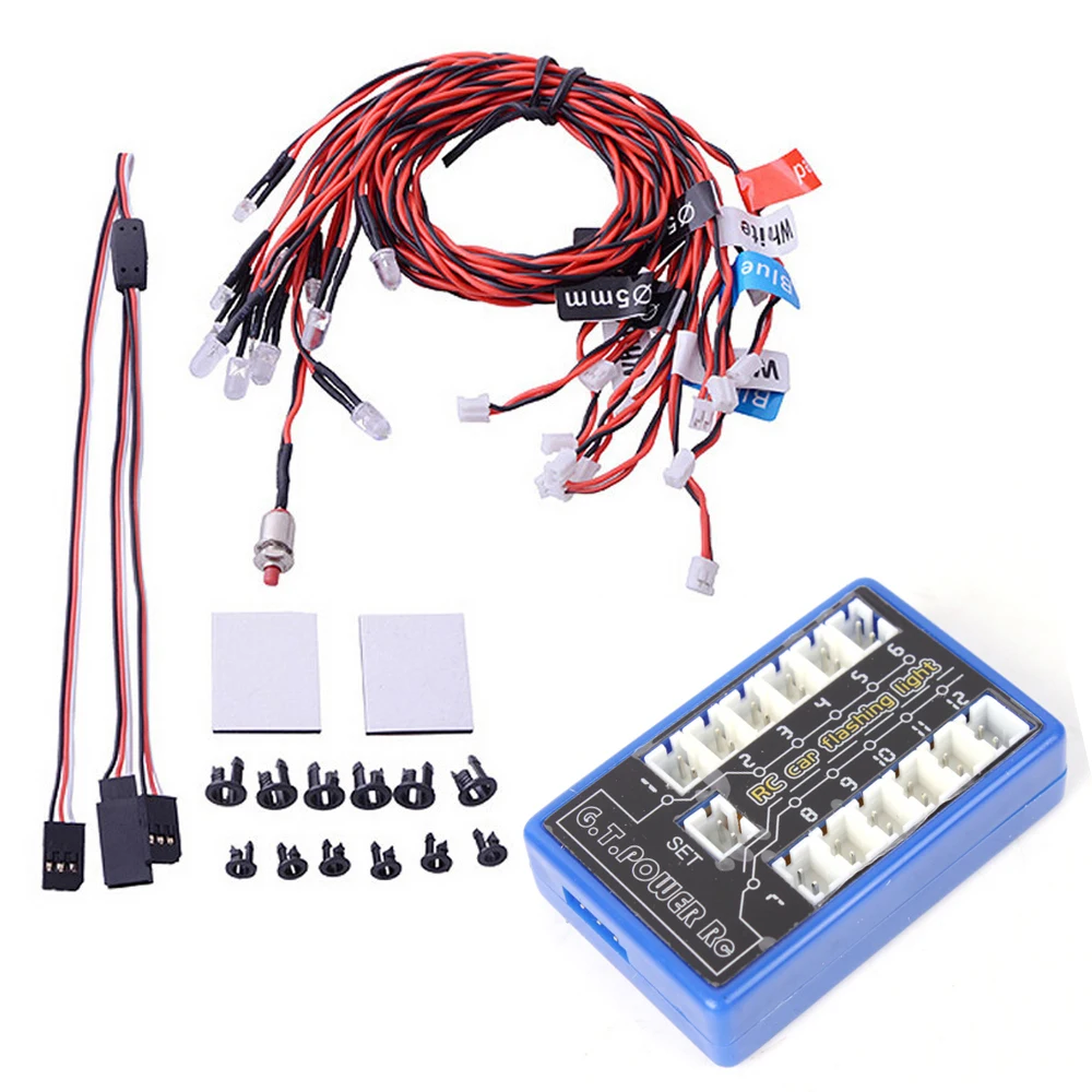 

1pcs G.T.POWER RC Car 12 LED Flashing Light System for RC Cars Smart PPM/FM/FS 2.4G Trucks 1/10 Scale