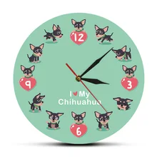 Милые Chi-chi Chihuahueno Мультяшные настенные Clcok I Love My Chihuahua уникальные настенные художественные современные акриловые настенные часы декоративные настенные часы