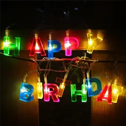 1,3 м с днем рождения фонари светодиодные строки Батарея Управление творческий декоративные письмо света Цветной огни для День рождения
