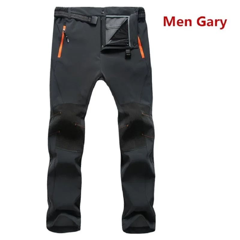 Мужские зимние повседневные эластичные брюки, мужские теплые штаны с флисовой подкладкой, водонепроницаемые брюки, мужские штаны-карго из кожи акулы - Цвет: men gary