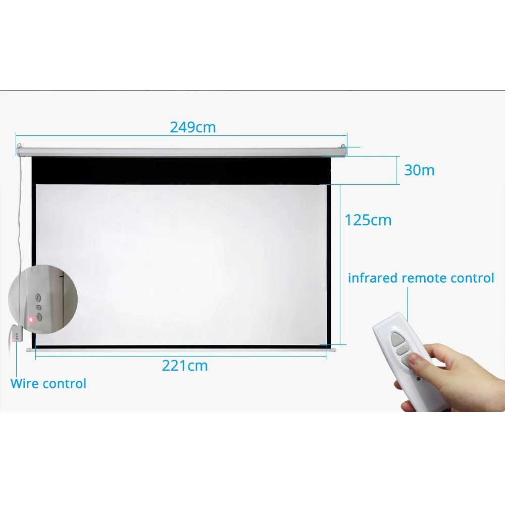 

For LED DLP Projector Electric With Remote Control ThundeaL 100 inch 16:9 Electric Projector Screen Motorized Projection Screen