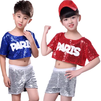 

Children's sequins jazz dance costumes modern dance costumes cheerleading boys and girls street dance