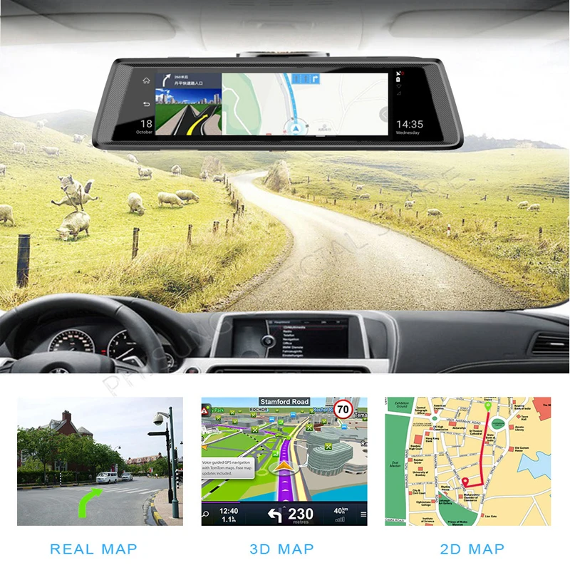 Sinairyu Автомобильный видеорегистратор с черной коробкой 10 &quotFull 3g Android gps