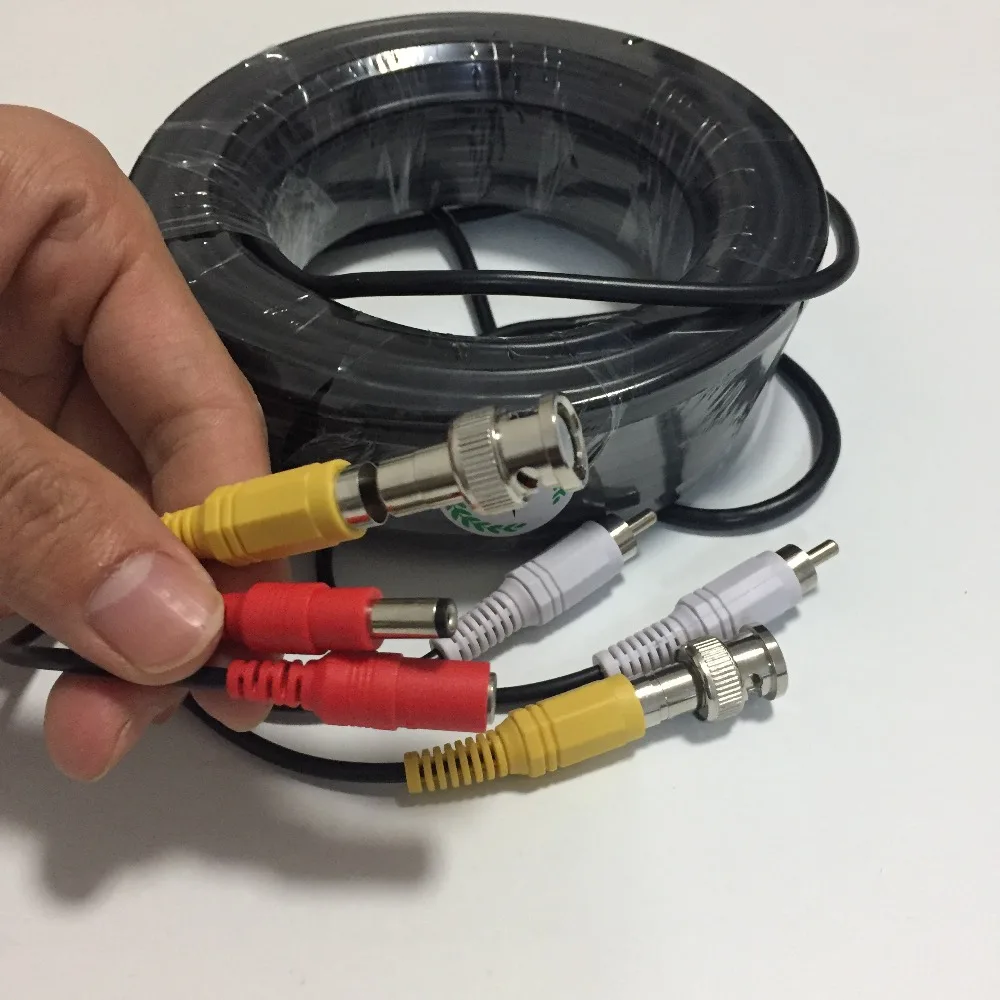 150 Feet 30m 20m Audio Video Power Security Camera Cable with RCA BNC Adaptor Power Cable for Security Mic Camera Use DVR CCTV
