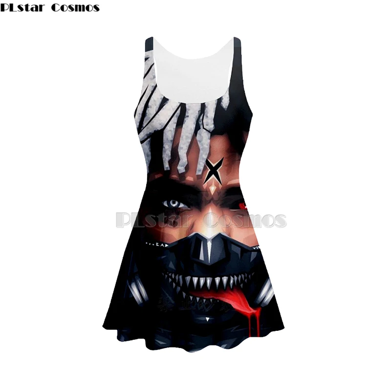 3D Print xxxtentacion fashionable women Summer women's clothing tank top dress sleeveless dress hip hop rapper 3d dress-10