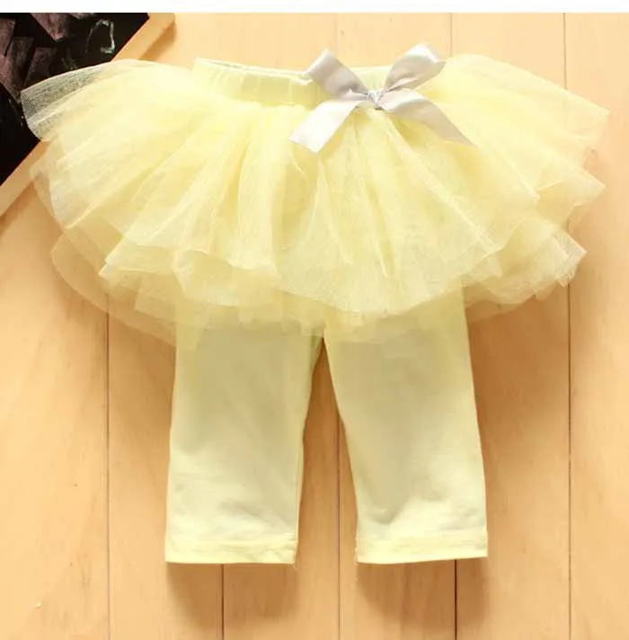 Летние Стильные Детские леггинсы-кюлоты принцессы газовые штаны для девочек вечерние юбки-пачки с бантом-брюки, юбка-пачка